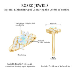 Nature Inspired Ethiopian Opal and Diamond Engagement Ring