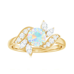 Nature Inspired Ethiopian Opal and Diamond Engagement Ring