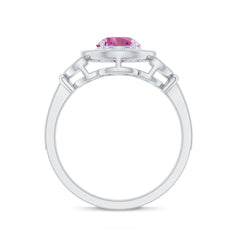 Pink Tourmaline Vintage Style Engagement Ring with Diamond