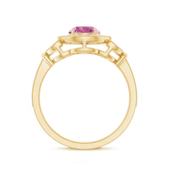 Pink Tourmaline Vintage Style Engagement Ring with Diamond