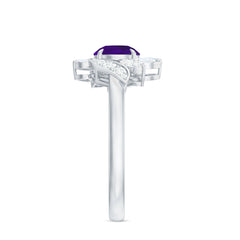 1.75 CT Amethyst Floral Engagement Ring with Diamond Accent