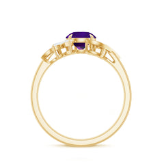 1.75 CT Amethyst Floral Engagement Ring with Diamond Accent