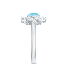 1.25 CT Aquamarine and Diamond Flower Cocktail Ring