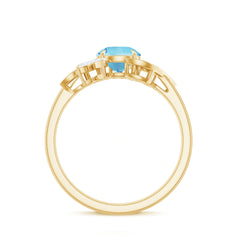 1.25 CT Aquamarine and Diamond Flower Cocktail Ring