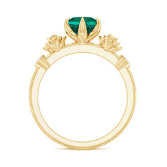 Certified 8 mm Lab Grown Emerald Diamond Engagement Ring with Flower