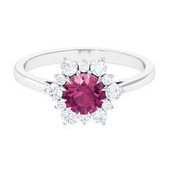 2 CT Pink Tourmaline and Diamond Halo Engagement Ring