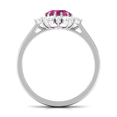2 CT Pink Tourmaline and Diamond Halo Engagement Ring