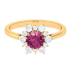 2 CT Pink Tourmaline and Diamond Halo Engagement Ring