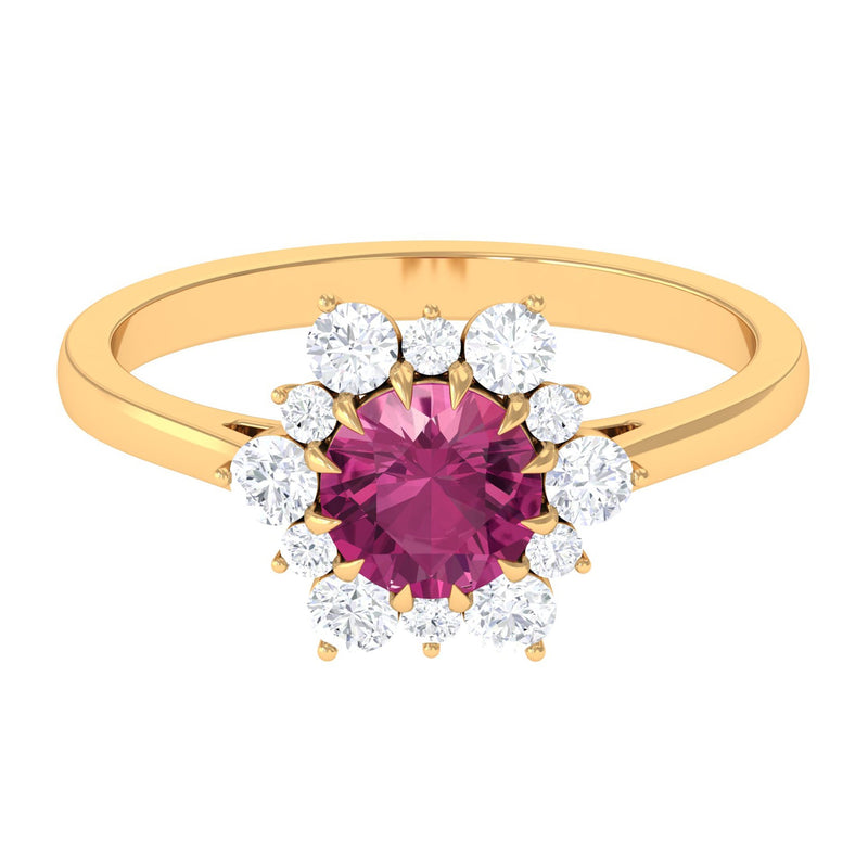 2 CT Pink Tourmaline and Diamond Halo Engagement Ring