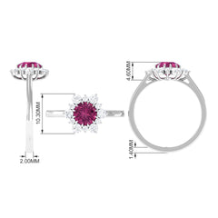 2 CT Pink Tourmaline and Diamond Halo Engagement Ring