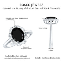 Lab Grown Black Diamond Oval Engagement Ring with Diamond