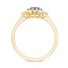 Natural Tanzanite and Diamond Engagement Ring with Claw Setting
