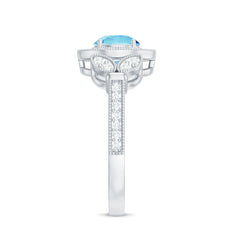 Vintage Inspired Aquamarine Engagement Ring with Diamond