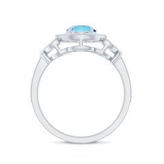 Vintage Inspired Aquamarine Engagement Ring with Diamond