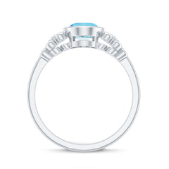 1.25 CT Oval Aquamarine Statement Engagement Ring with Diamond