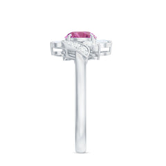 Pink Tourmaline Flower Engagement Ring with Moissanite