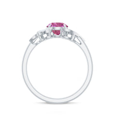 Pink Tourmaline Flower Engagement Ring with Moissanite