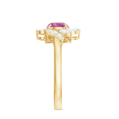 Pink Tourmaline Flower Engagement Ring with Moissanite
