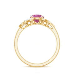 Pink Tourmaline Flower Engagement Ring with Moissanite