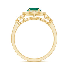 Certified Lab Grown Emerald Retro Engagement Ring with Diamond