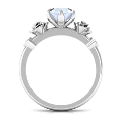 Claw Set Solitaire Moonstone Flower Ring with Diamond