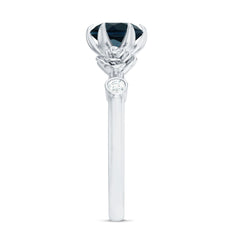 Round London Blue Topaz Rose Engagement Ring with Diamond