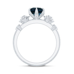 Round London Blue Topaz Rose Engagement Ring with Diamond