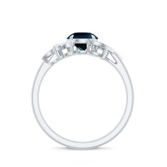 London Blue Topaz and Diamond Flower Engagement Ring