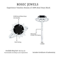 Certified Black Onyx and Moissanite Statement Engagement Ring