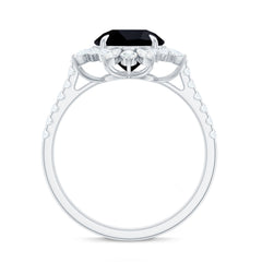 Certified Black Onyx and Moissanite Statement Engagement Ring