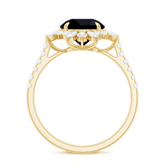 Certified Black Onyx and Moissanite Statement Engagement Ring