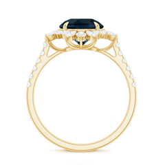 Certified London Blue Topaz and Diamond Statement Engagement Ring
