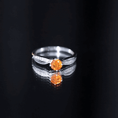 Orange Fire Opal Infinity Engagement Ring with Diamonds