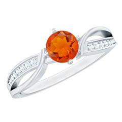 Orange Fire Opal Infinity Engagement Ring with Diamonds