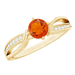 Orange Fire Opal Infinity Engagement Ring with Diamonds