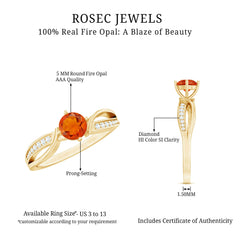 Orange Fire Opal Infinity Engagement Ring with Diamonds
