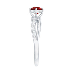 Solitaire Lab Created Ruby Infinity Engagement Ring with Diamonds