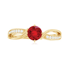 Solitaire Lab Created Ruby Infinity Engagement Ring with Diamonds
