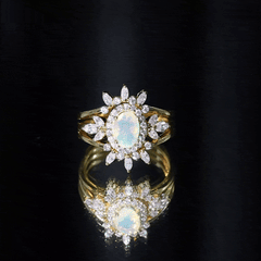 Natural Certified Ethiopian Opal Engagement Ring Set of 3