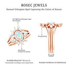 Natural Certified Ethiopian Opal Engagement Ring Set of 3