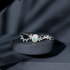 Natural Certified Ethiopian Opal Engagement Ring Set of 3