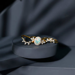 Natural Certified Ethiopian Opal Engagement Ring Set of 3