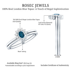 Real London Blue Topaz Engagement Ring With Enhancer in Silver