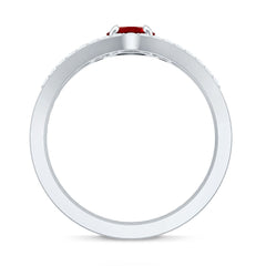 Simple Lab Created Ruby and Diamond Stackable Wedding Ring Set