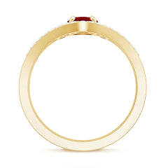 Simple Lab Created Ruby and Diamond Stackable Wedding Ring Set