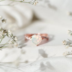 Natural 8mm Ethiopian Opal Heart Shaped Engagement Ring With Certificate