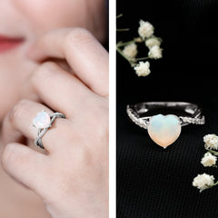 Natural 8mm Ethiopian Opal Heart Shaped Engagement Ring With Certificate