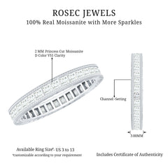 Channel Set Princess Cut Moissanite Eternity Band Ring