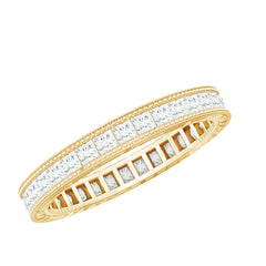 Channel Set Princess Cut Moissanite Eternity Band Ring