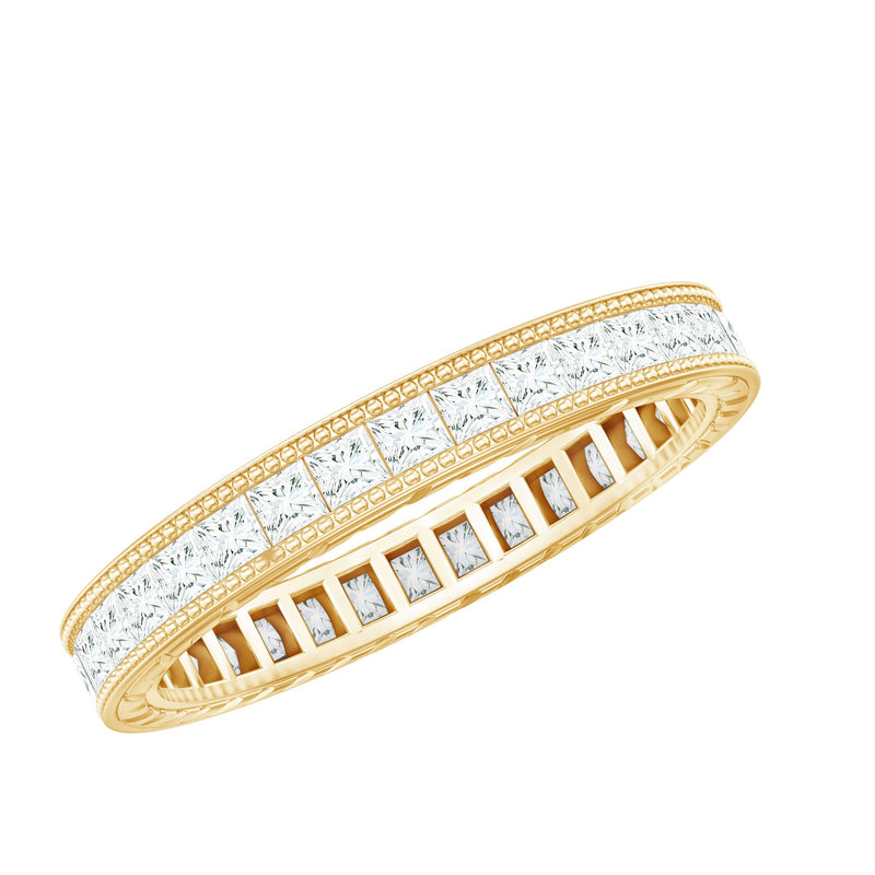 Channel Set Princess Cut Moissanite Eternity Band Ring
